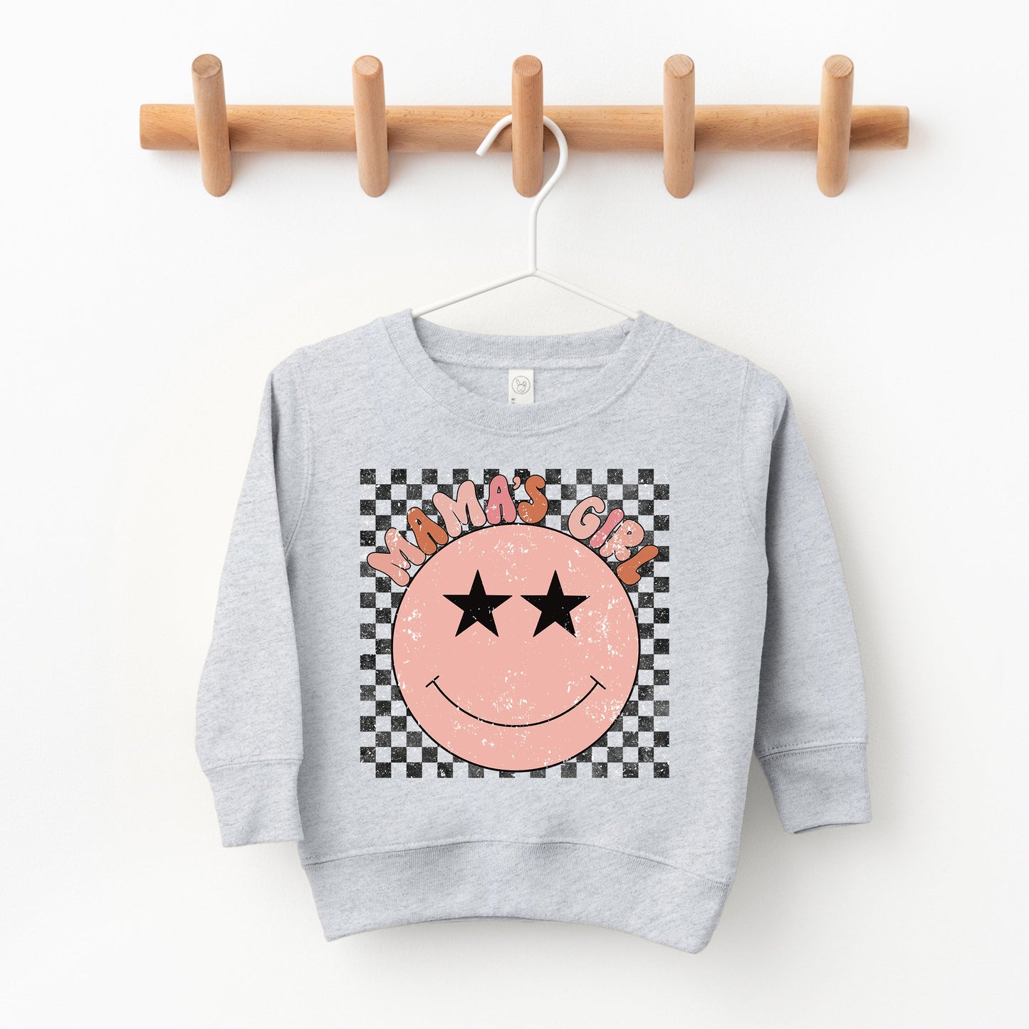 Mama's Girl Checkered Smiley Face | Toddler Sweatshirt by The Juniper Shop