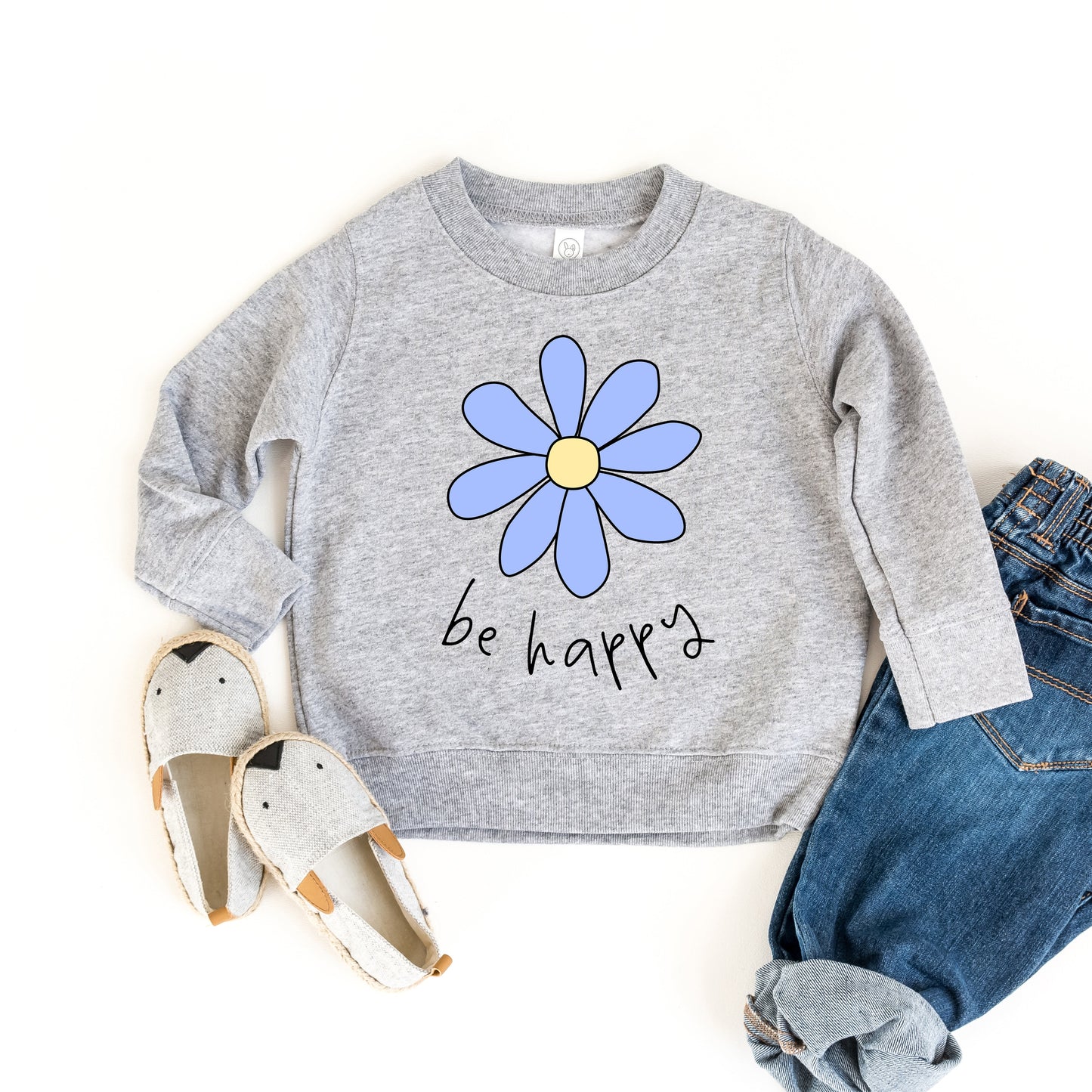 Be Happy Flower | Toddler Sweatshirt by The Juniper Shop