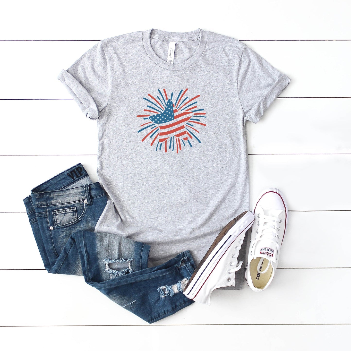 Star Flag Firework | Youth Short Sleeve Crew Neck by The Juniper Shop