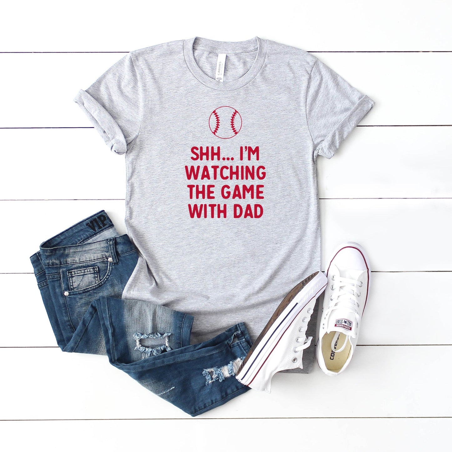 Watching The Game With Dad | Youth Short Sleeve Crew Neck by The Juniper Shop