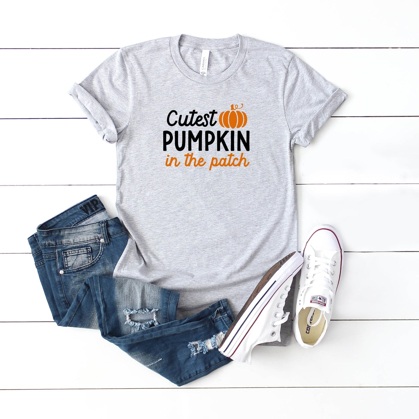 Cutest Pumpkin In The Patch Colorful | Youth Short Sleeve Crew Neck by The Juniper Shop