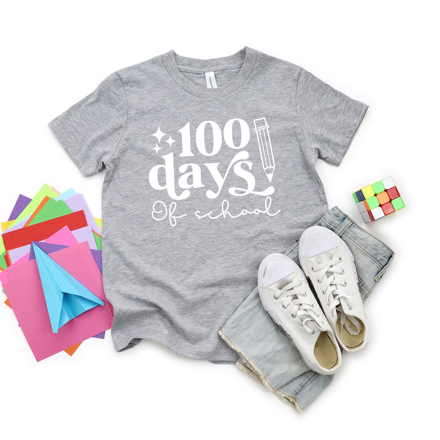 100 Days Of School Pencil | Toddler Graphic Short Sleeve Tee by The Juniper Shop