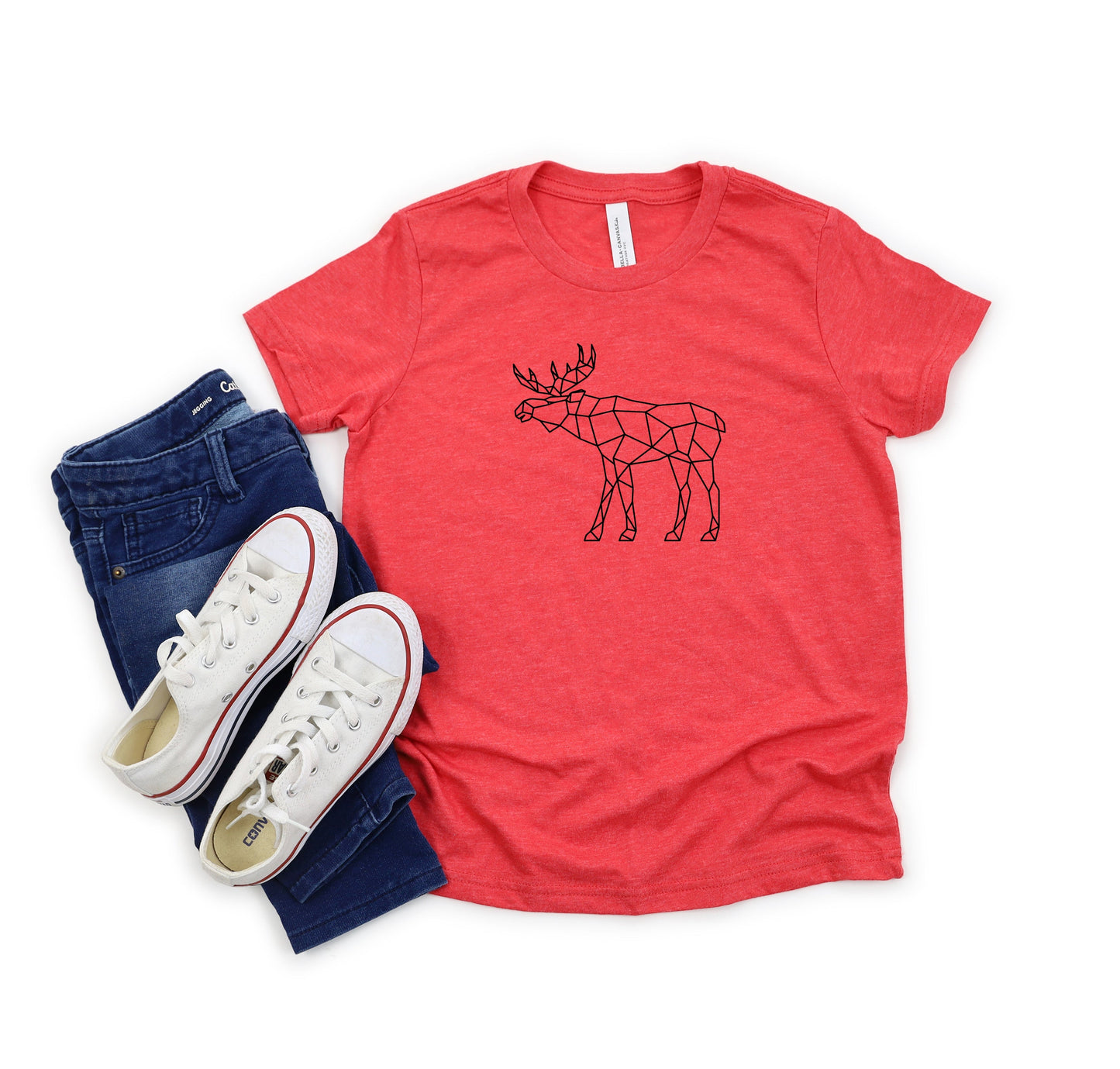 Geometric Moose | Youth Short Sleeve Crew Neck by The Juniper Shop