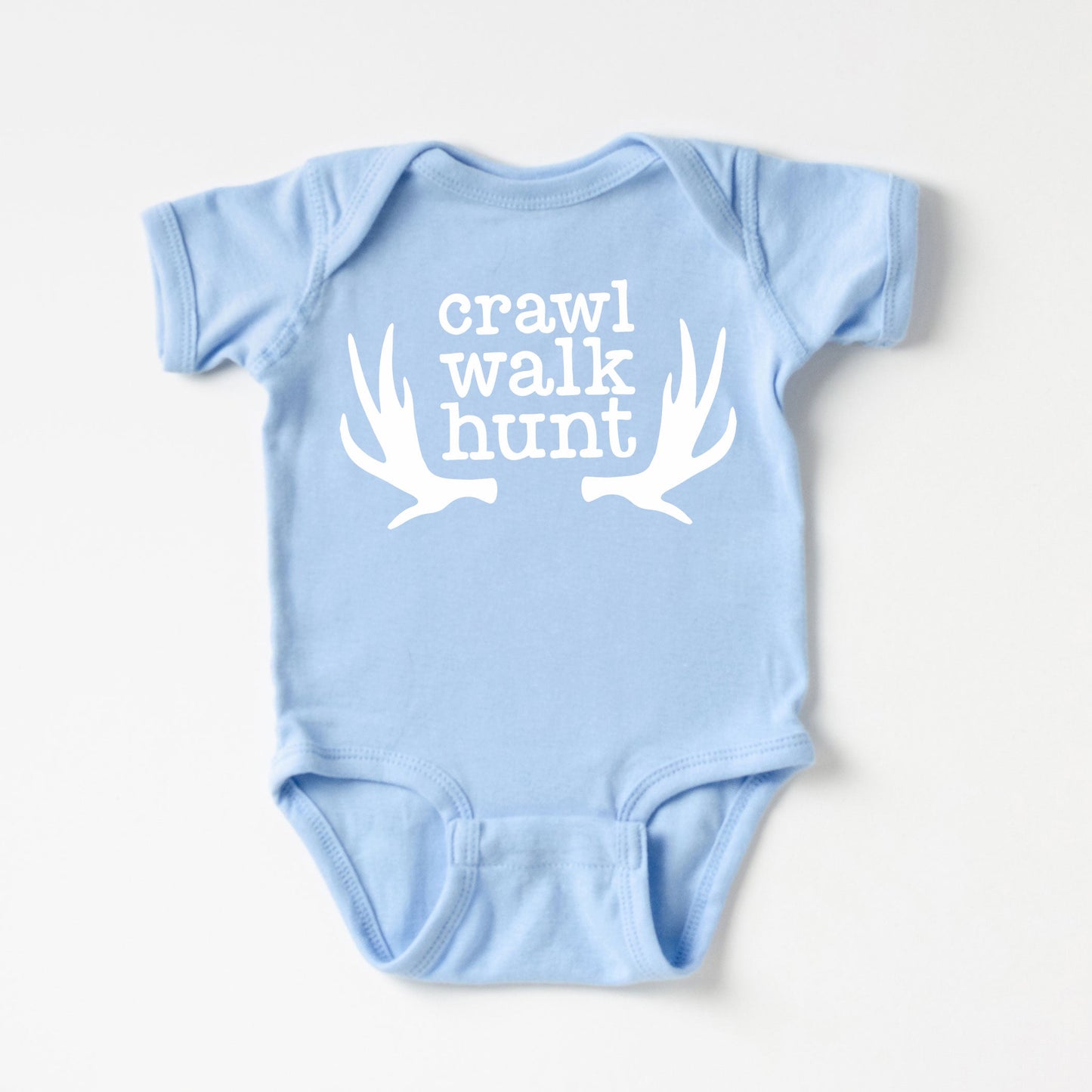 Crawl Walk Hunt | Baby Graphic Short Sleeve Onesie by The Juniper Shop