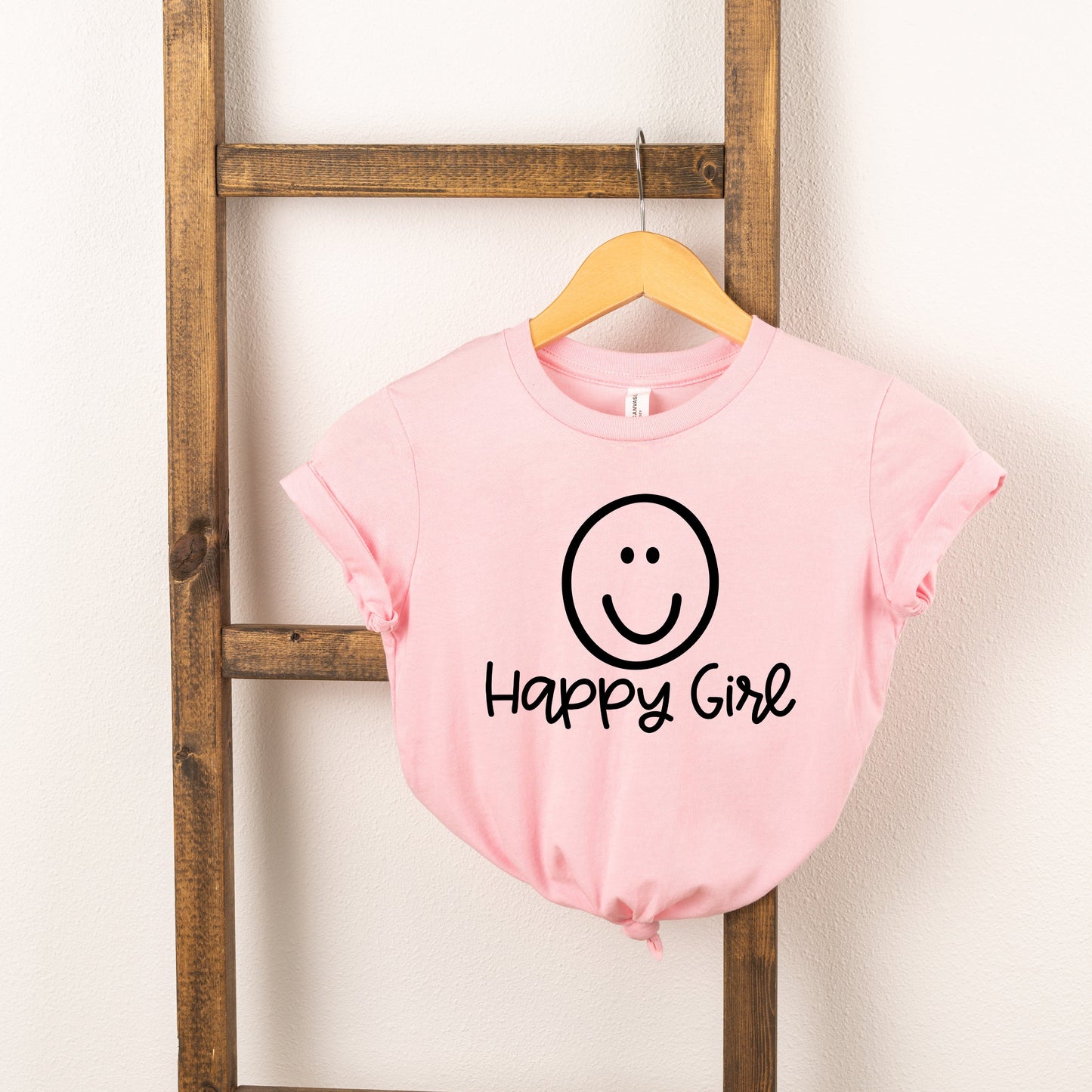 Happy Girl Smiley Face | Toddler Short Sleeve Crew Neck by The Juniper Shop