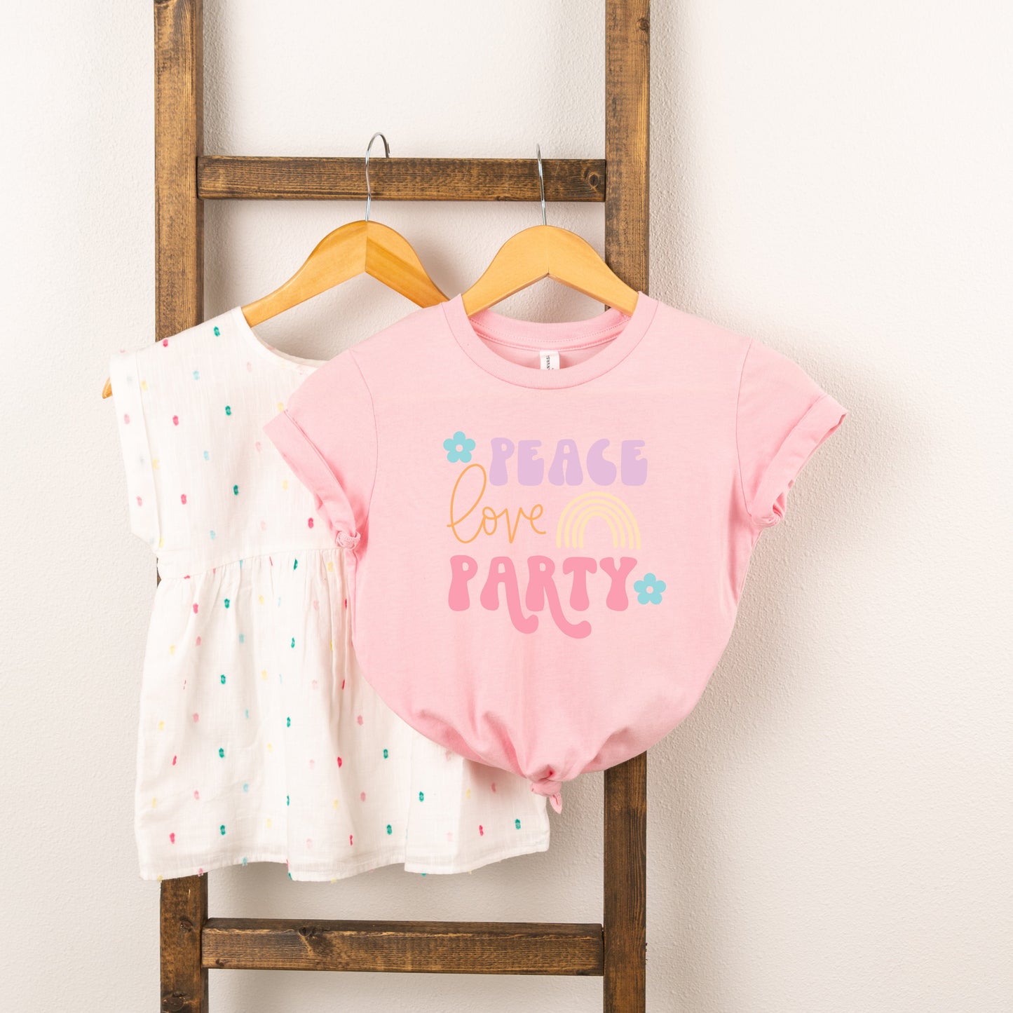 Peace Love Party | Toddler Short Sleeve Crew Neck by The Juniper Shop