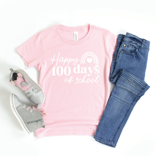 Happy 100 Days Of School | Youth Graphic Short Sleeve Tee by The Juniper Shop