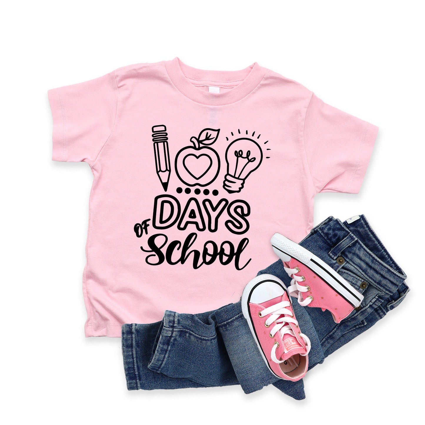 100 Days Of School | Toddler Graphic Short Sleeve Tee by The Juniper Shop