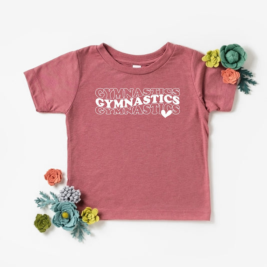 Gymnastics Stacked Heart | Toddler Short Sleeve Crew Neck by The Juniper Shop