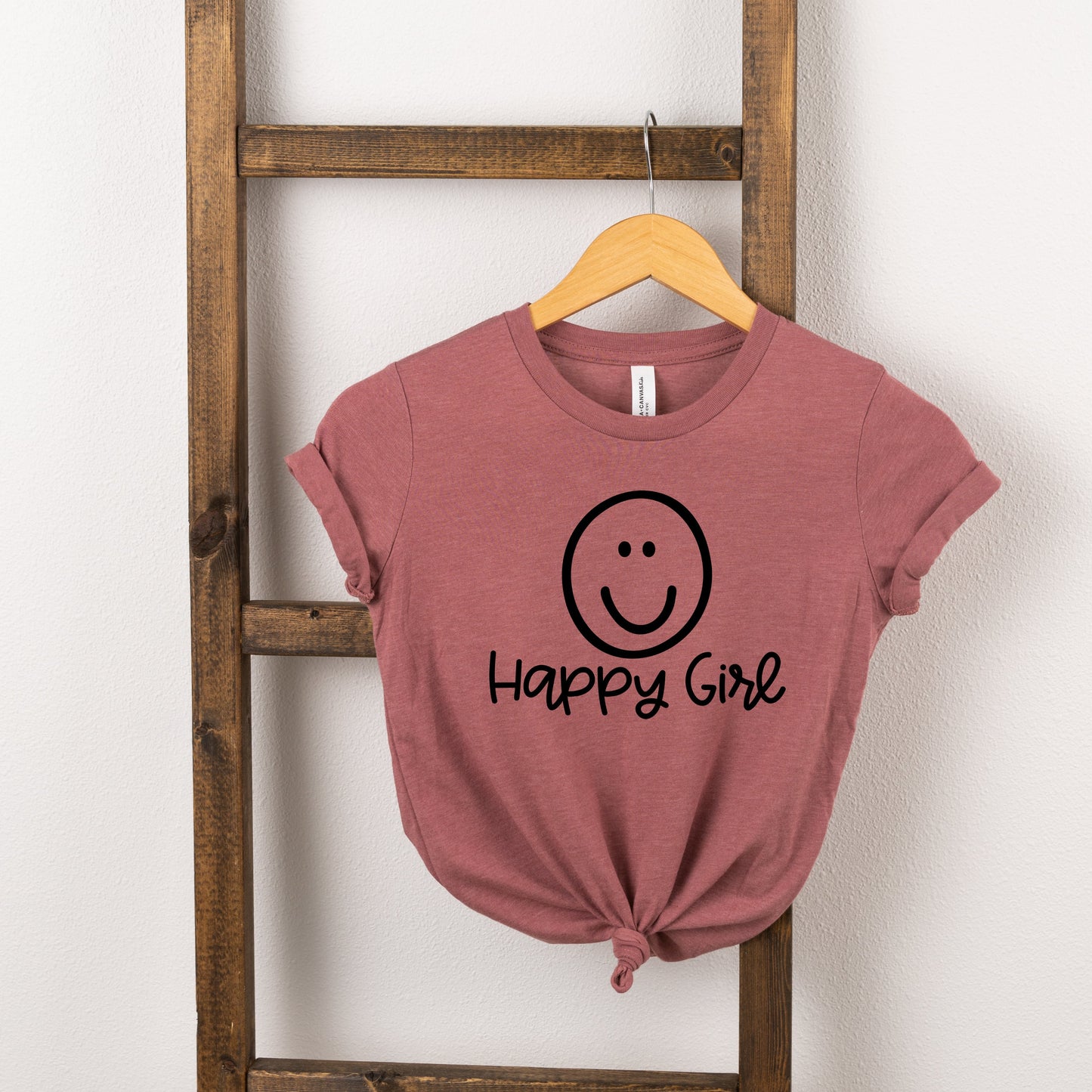 Happy Girl Smiley Face | Toddler Short Sleeve Crew Neck by The Juniper Shop