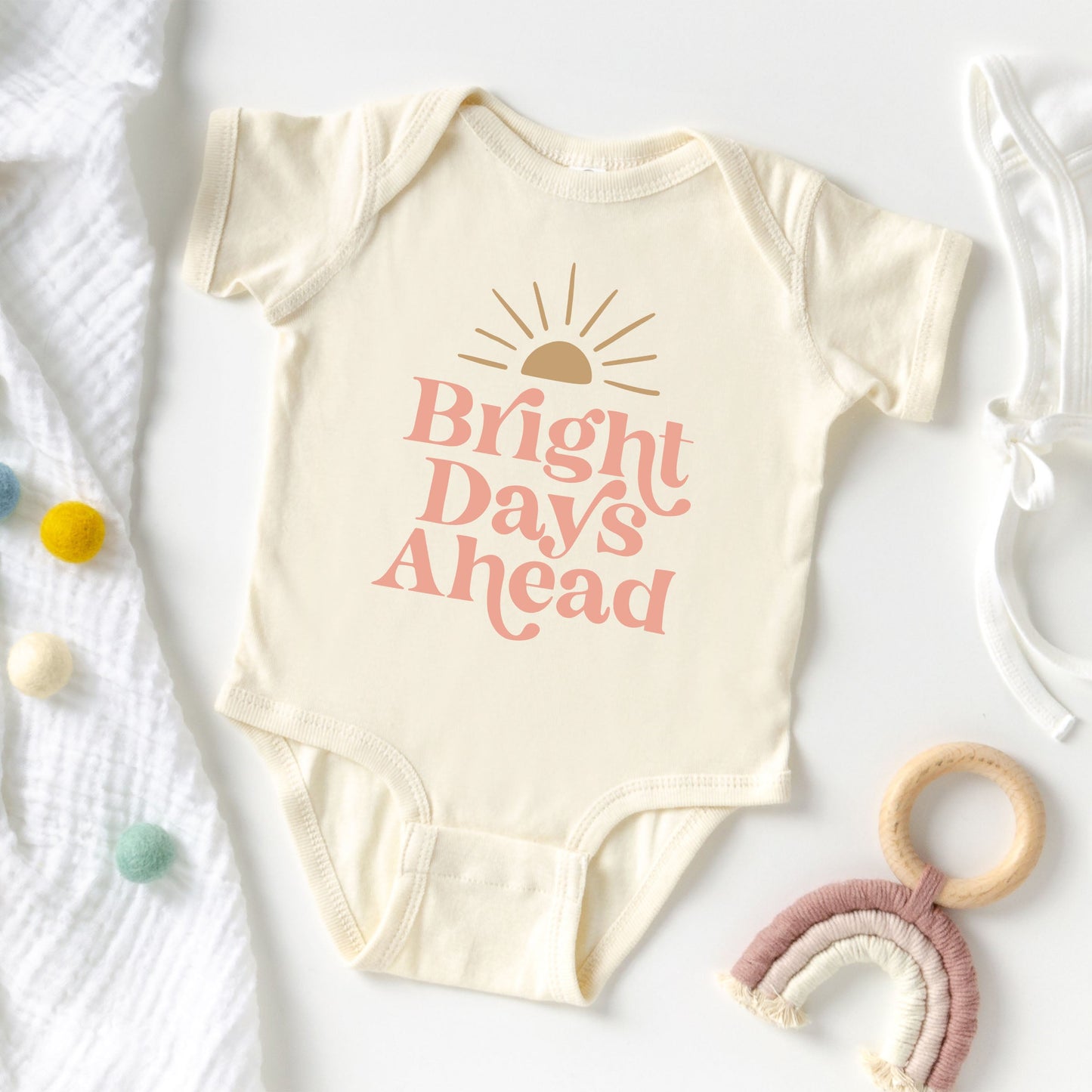 Bright Days Ahead Sun | Baby Graphic Short Sleeve Onesie by The Juniper Shop