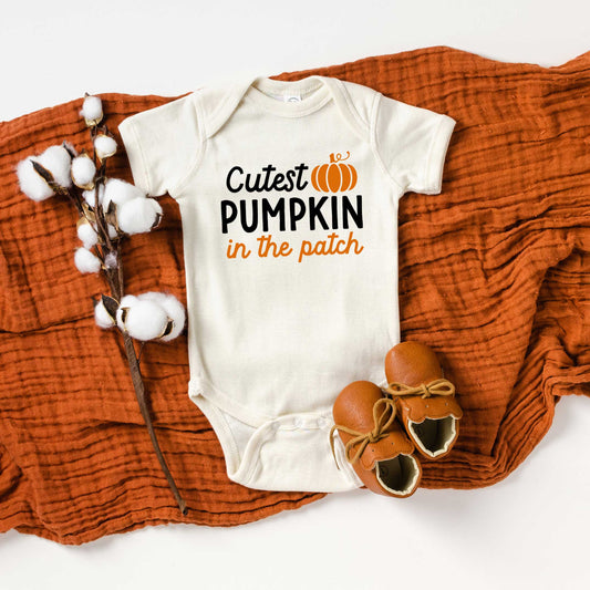 Cutest Pumpkin In The Patch Colorful | Baby Graphic Short Sleeve Onesie by The Juniper Shop