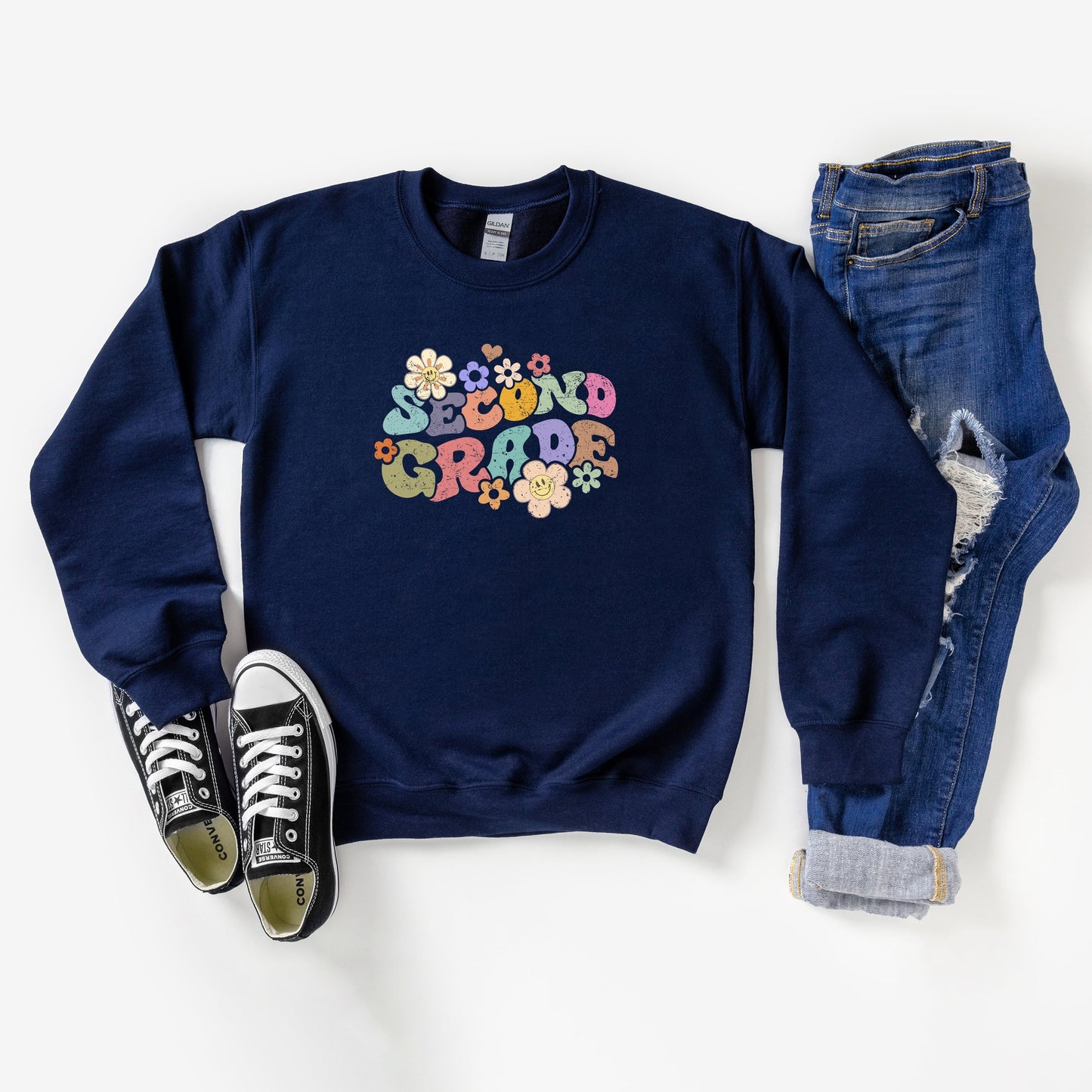 Second Grade Flowers | Youth Graphic Sweatshirt by The Juniper Shop