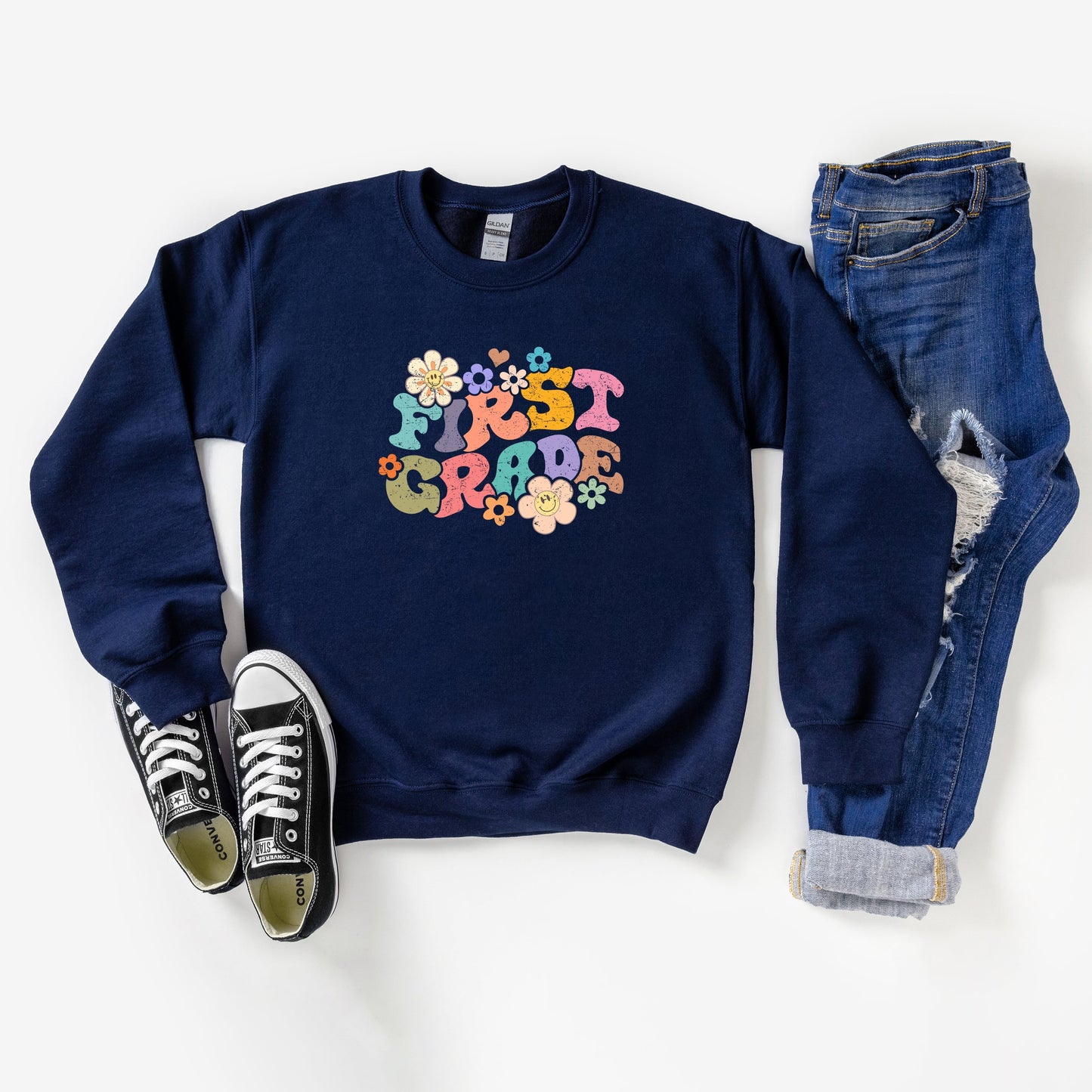 First Grade Flowers | Youth Graphic Sweatshirt by The Juniper Shop