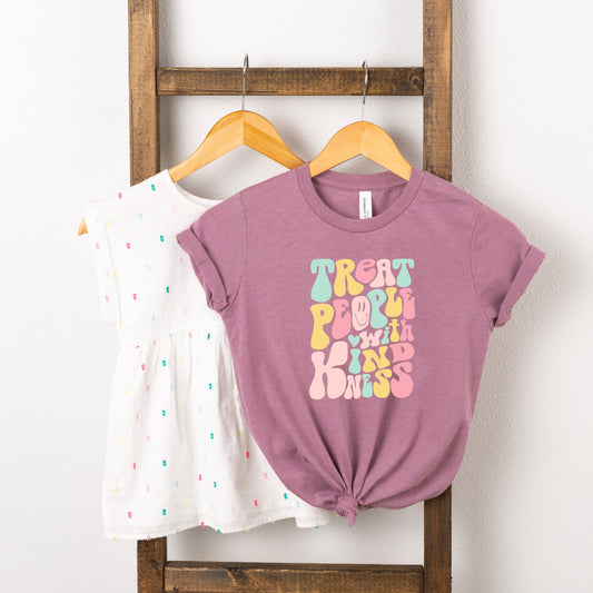 Retro Treat People With Kindness | Toddler Short Sleeve Crew Neck by The Juniper Shop