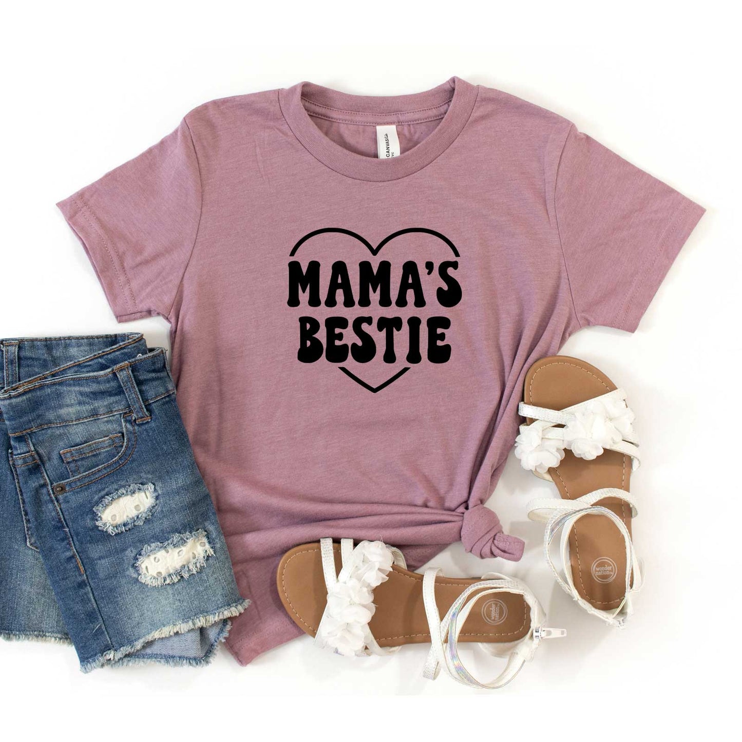 Mama's Bestie Heart | Youth Short Sleeve Crew Neck by The Juniper Shop