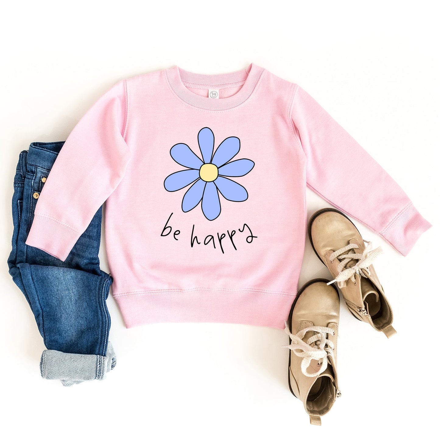 Be Happy Flower | Toddler Sweatshirt by The Juniper Shop