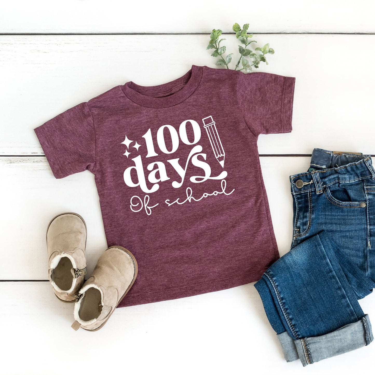 100 Days Of School Pencil | Toddler Graphic Short Sleeve Tee by The Juniper Shop