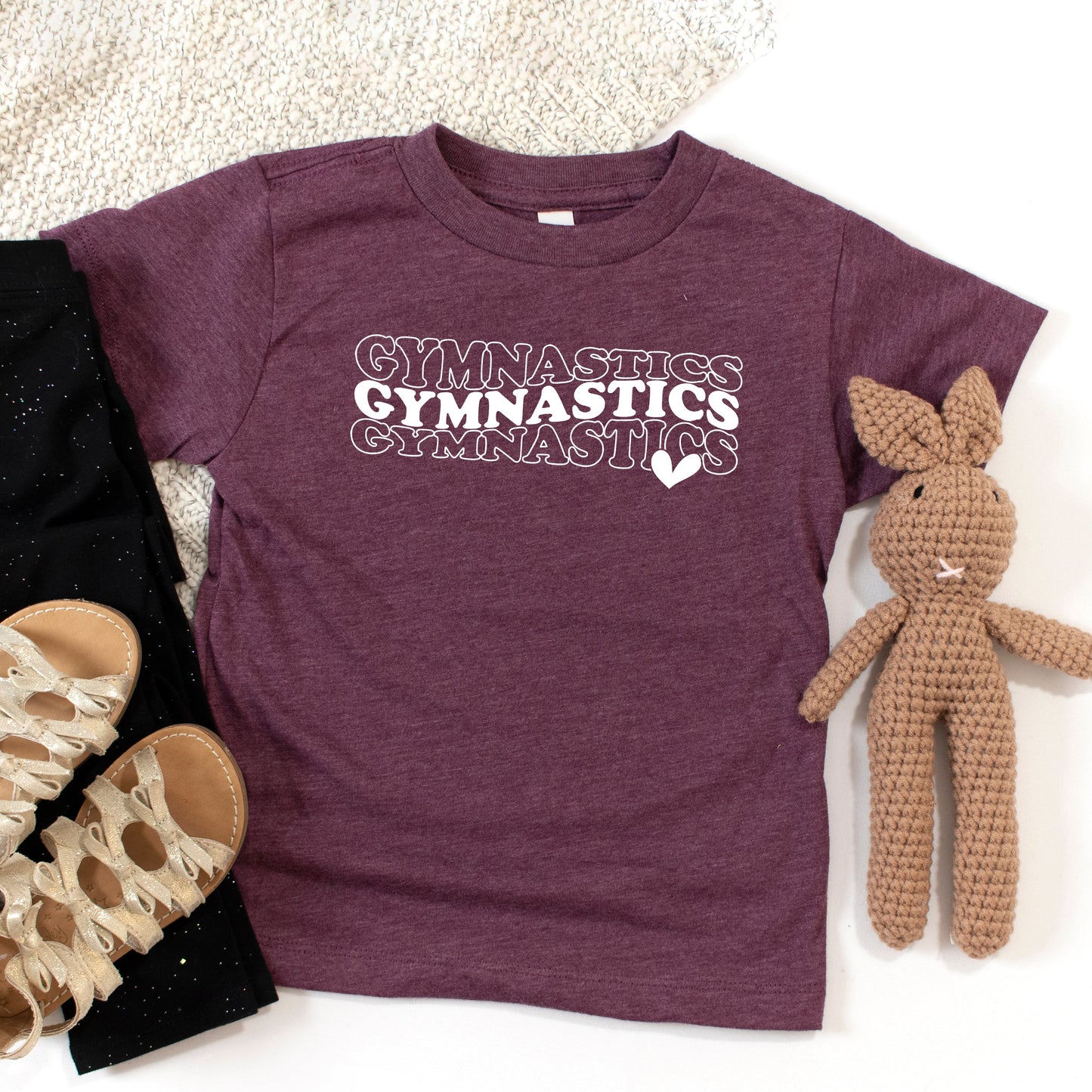 Gymnastics Stacked Heart | Toddler Short Sleeve Crew Neck by The Juniper Shop