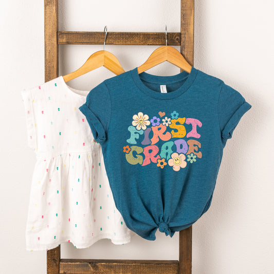 First Grade Flowers | Toddler Graphic Short Sleeve Tee by The Juniper Shop