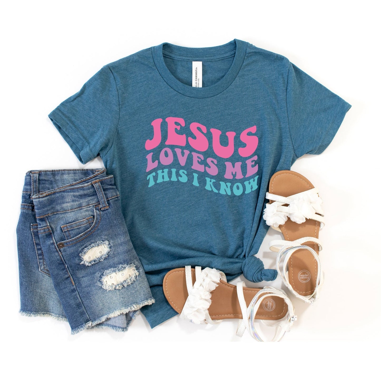 Jesus Loves Me This I Know Wavy | Youth Short Sleeve Crew Neck by The Juniper Shop