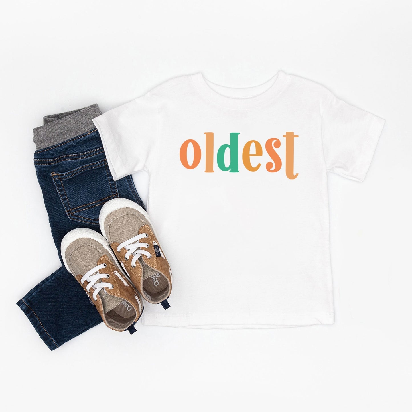 Oldest Colorful | Toddler Graphic Short Sleeve Tee by The Juniper Shop