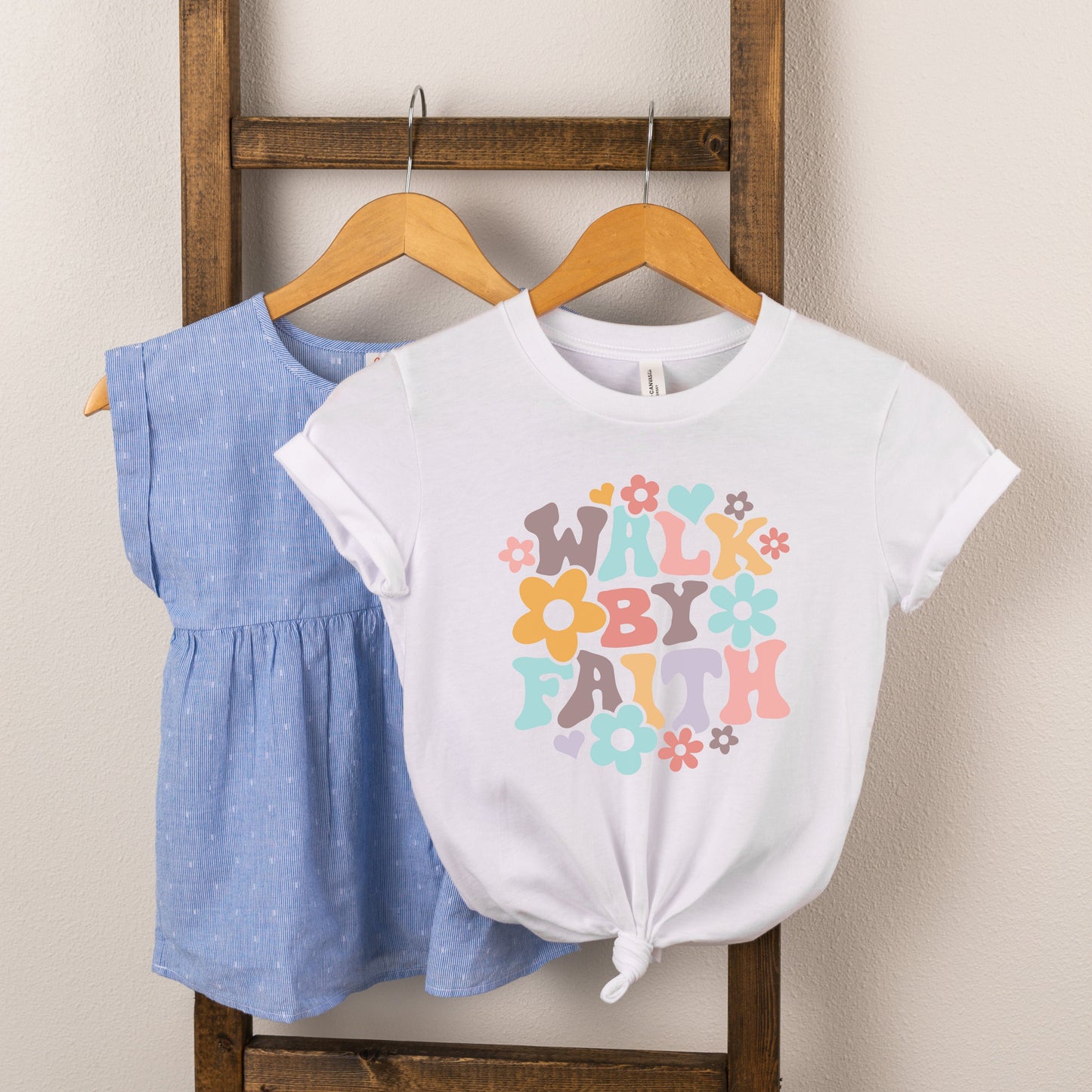 Walk By Faith Flowers | Toddler Short Sleeve Crew Neck by The Juniper Shop