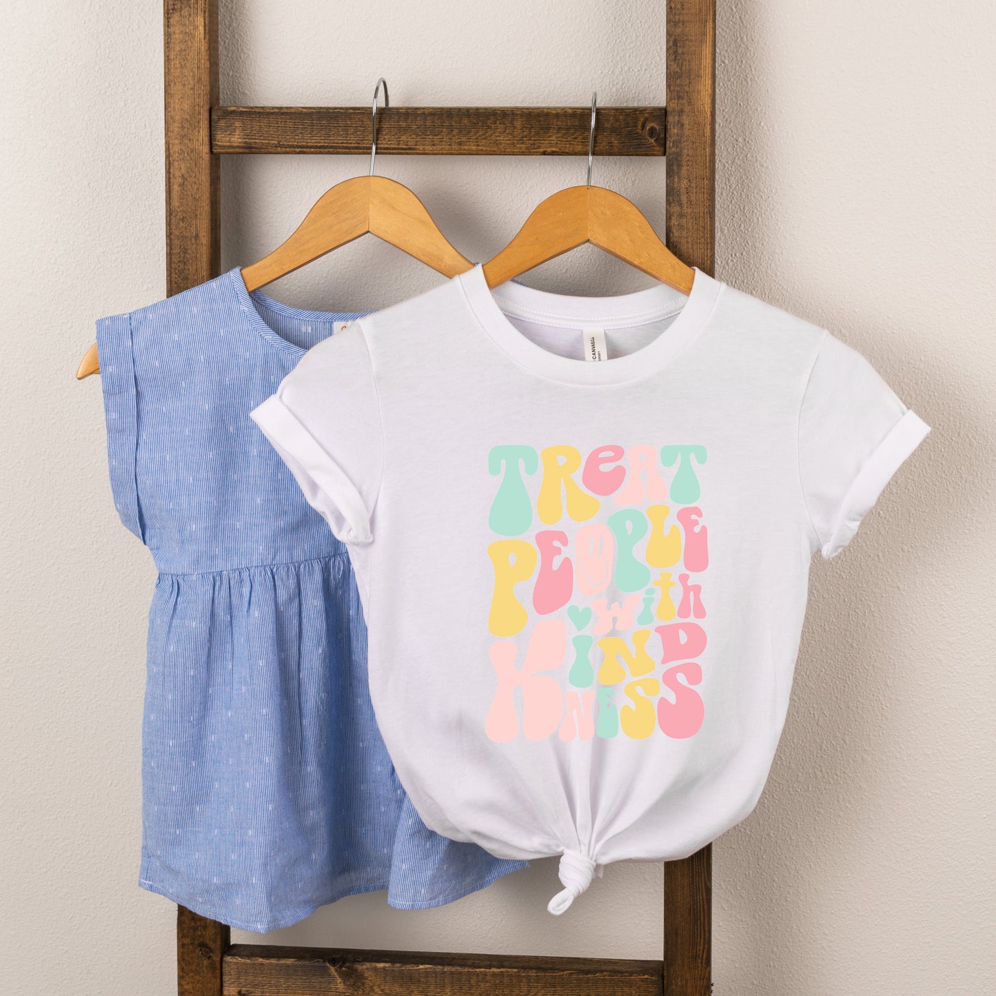 Retro Treat People With Kindness | Toddler Short Sleeve Crew Neck by The Juniper Shop