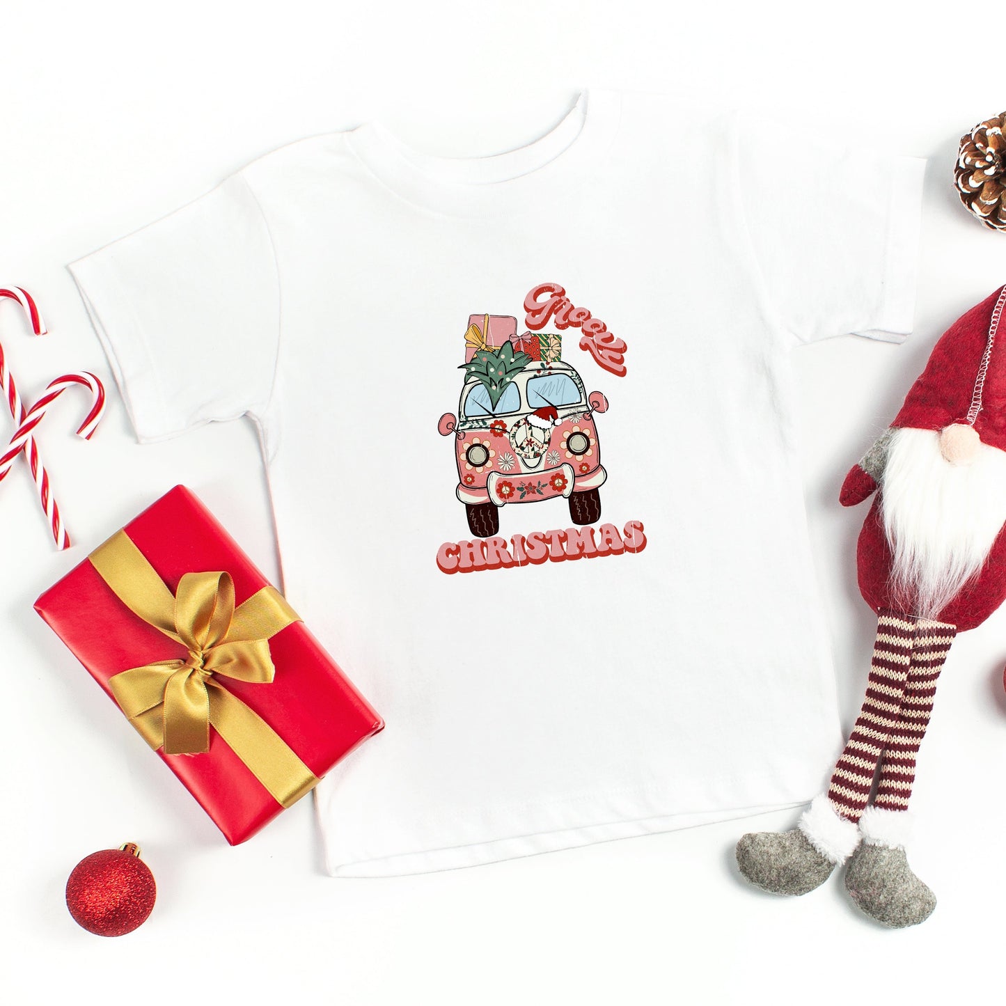 Retro Van Groovy Christmas | Toddler Short Sleeve Crew Neck by The Juniper Shop