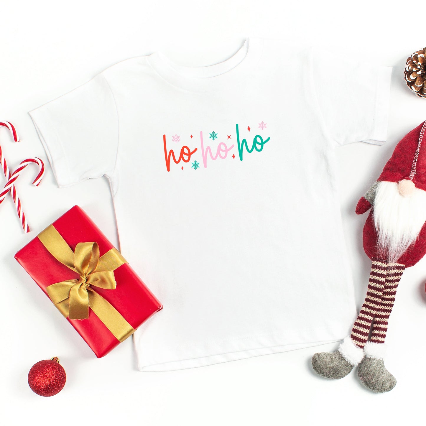 Ho Ho Ho Colorful | Toddler Short Sleeve Crew Neck by The Juniper Shop