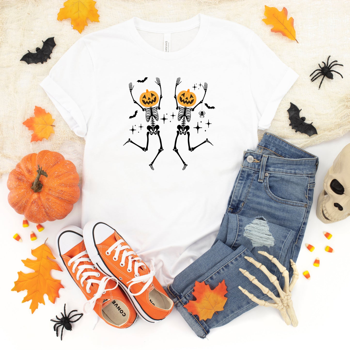 Pumpkin Skeleton | Youth Short Sleeve Crew Neck by The Juniper Shop