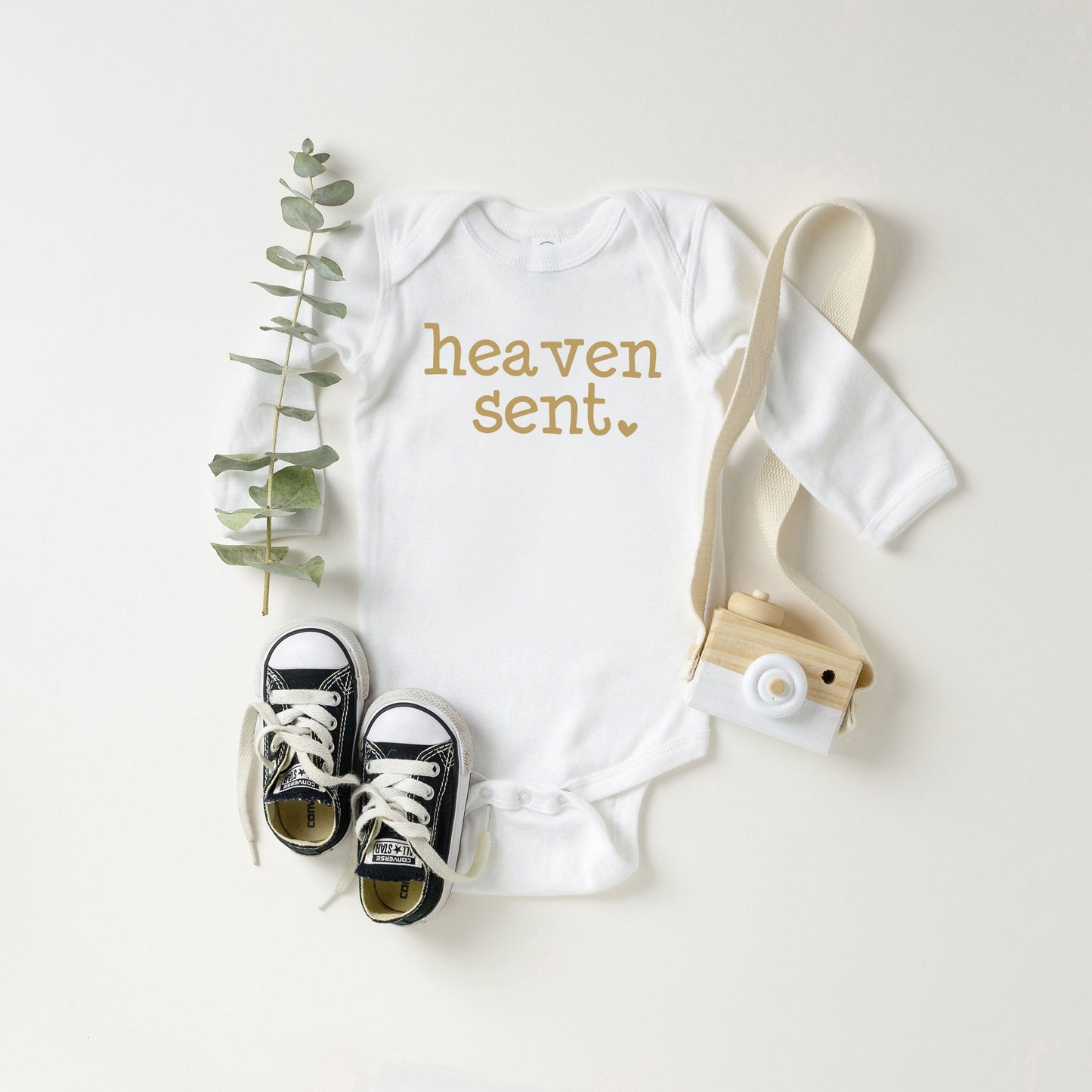 Heaven Sent Heart | Baby Long Sleeve Onesie by The Juniper Shop