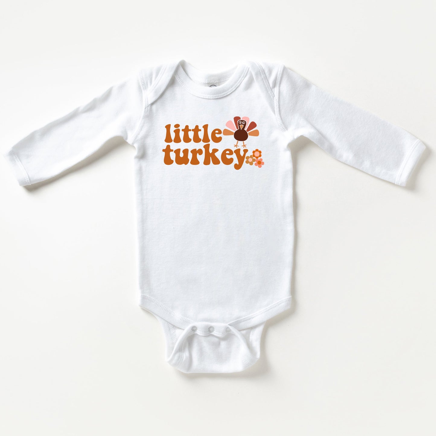 Little Turkey Flowers | Baby Long Sleeve Onesie by The Juniper Shop