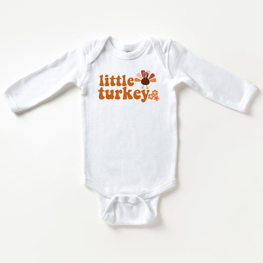 Little Turkey Flowers | Baby Long Sleeve Onesie by The Juniper Shop