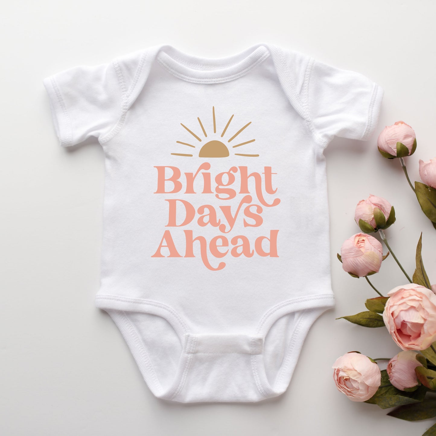 Bright Days Ahead Sun | Baby Graphic Short Sleeve Onesie by The Juniper Shop