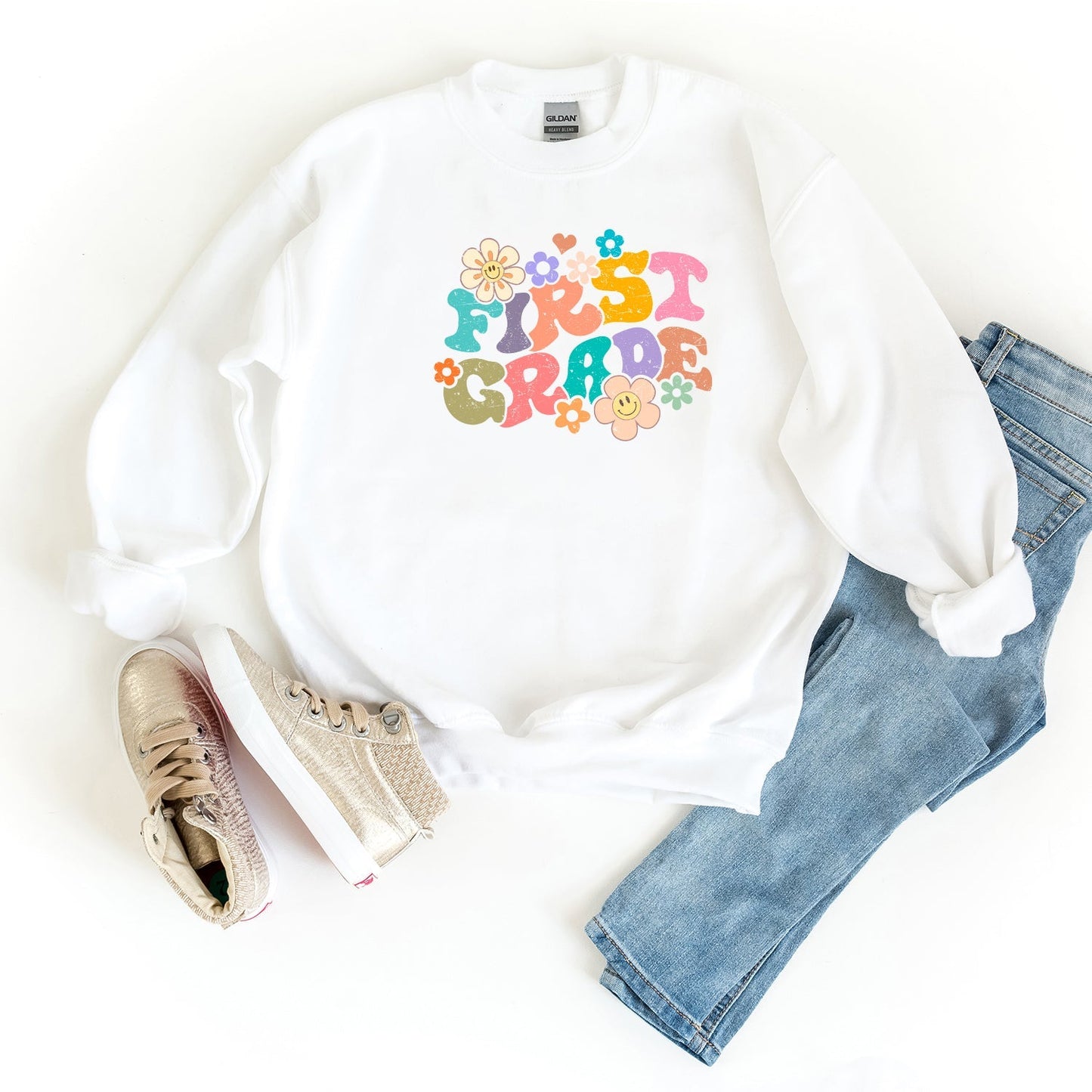 First Grade Flowers | Youth Graphic Sweatshirt by The Juniper Shop