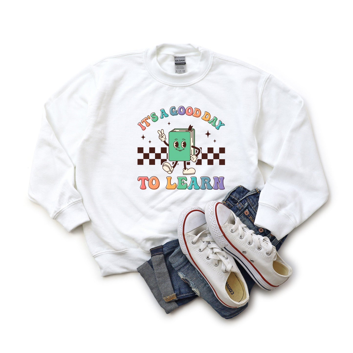 It's A Good Day To Learn Checkered | Youth Graphic Sweatshirt by The Juniper Shop