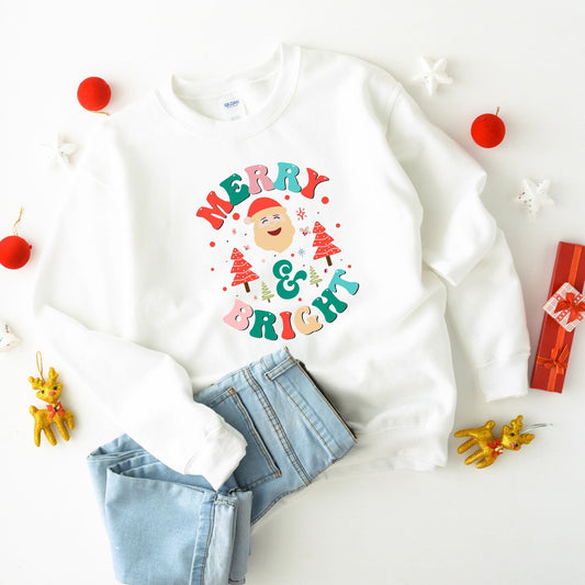 Retro Merry And Bright Santa | Youth Sweatshirt by The Juniper Shop