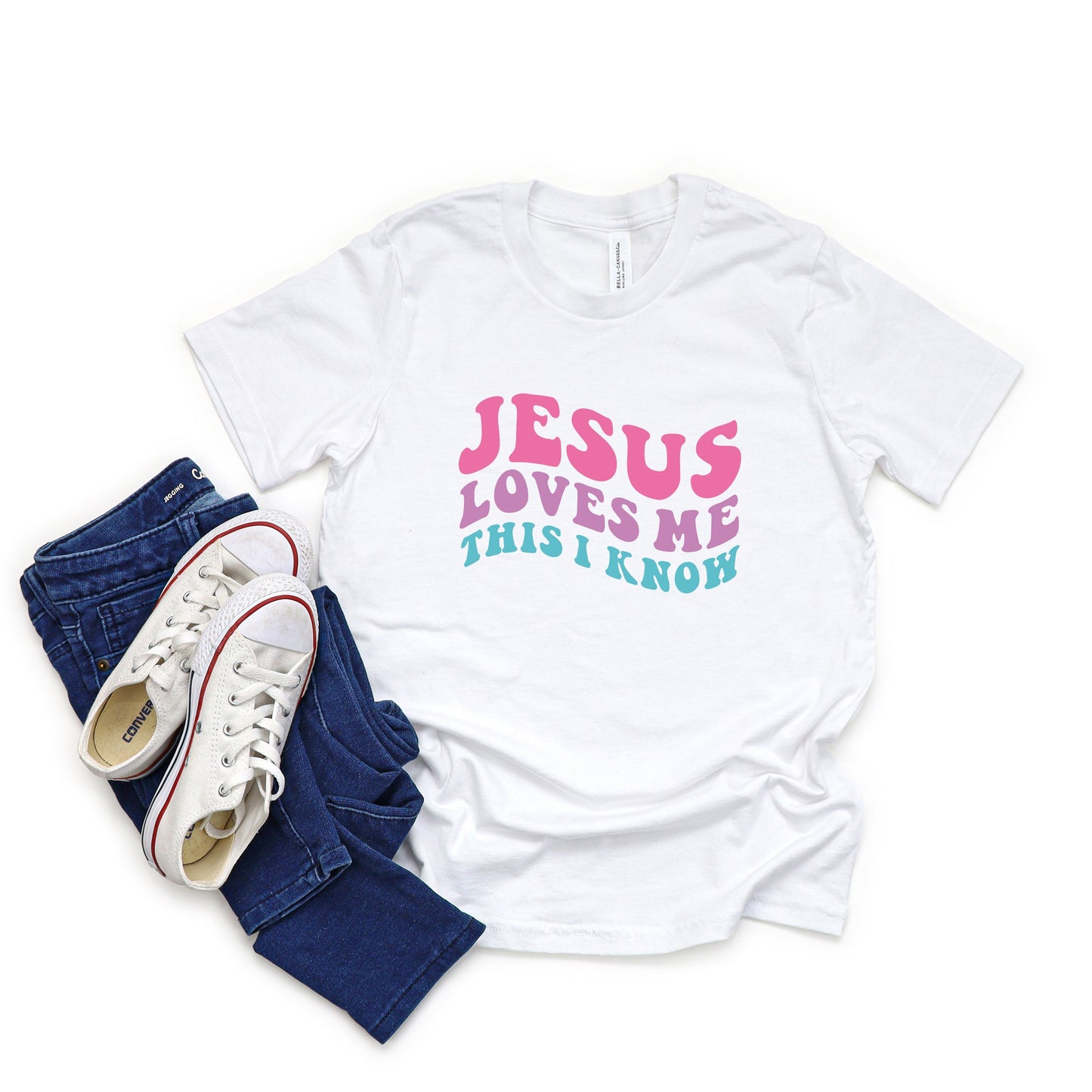 Jesus Loves Me This I Know Wavy | Youth Short Sleeve Crew Neck by The Juniper Shop