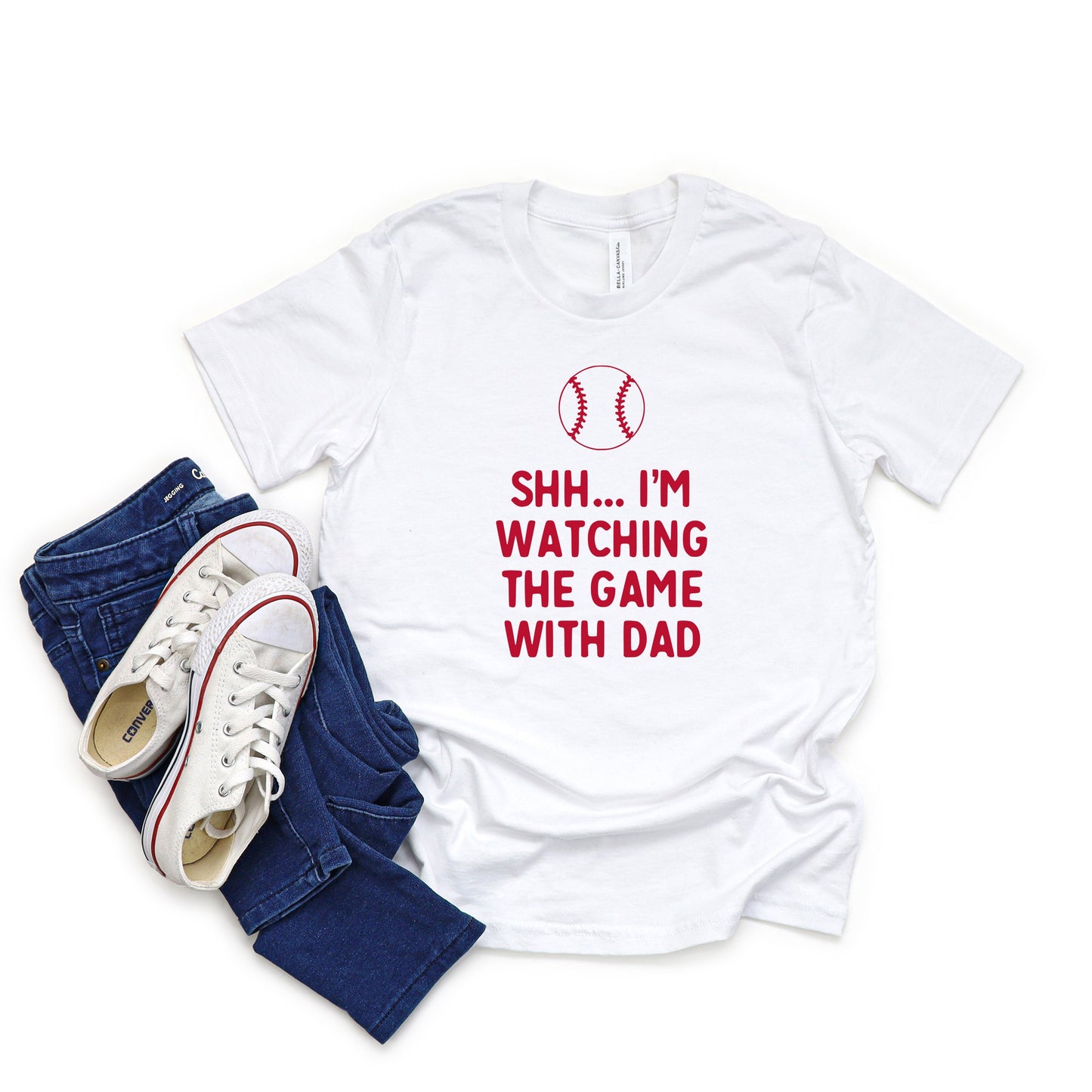 Watching The Game With Dad | Youth Short Sleeve Crew Neck by The Juniper Shop