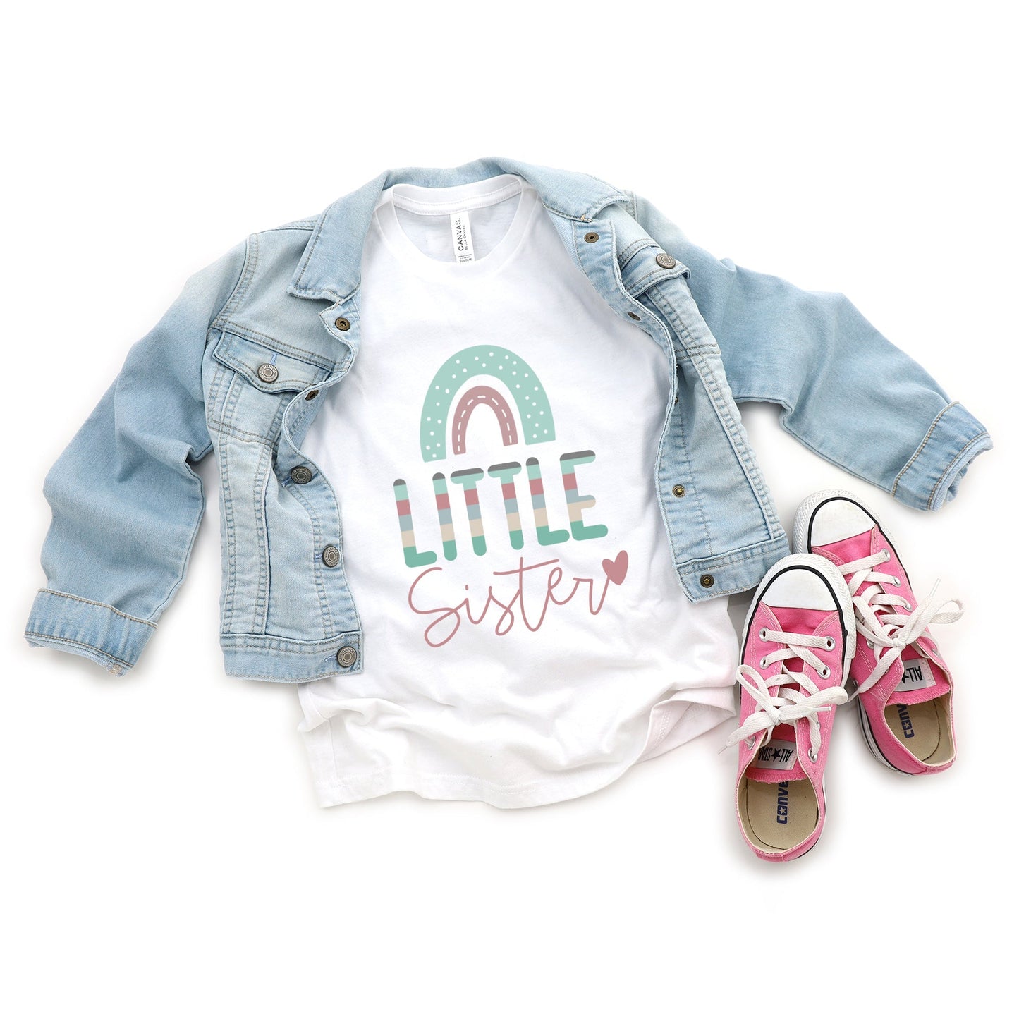 Little Sister Rainbow | Youth Short Sleeve Crew Neck by The Juniper Shop