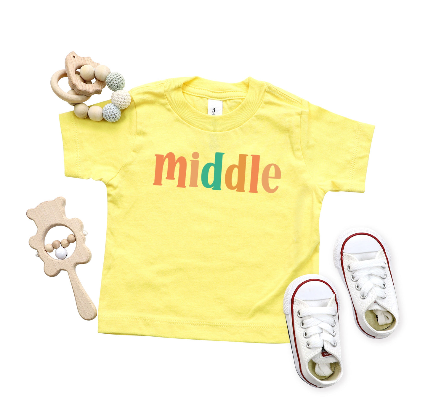 Middle Colorful | Toddler Graphic Short Sleeve Tee by The Juniper Shop