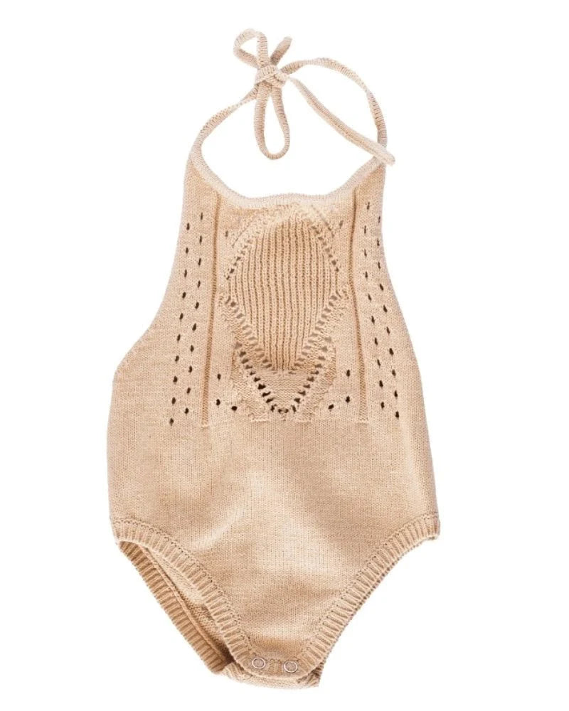 Drake Crochet Halter Romper - Vanilla Cream by Bailey's Blossoms