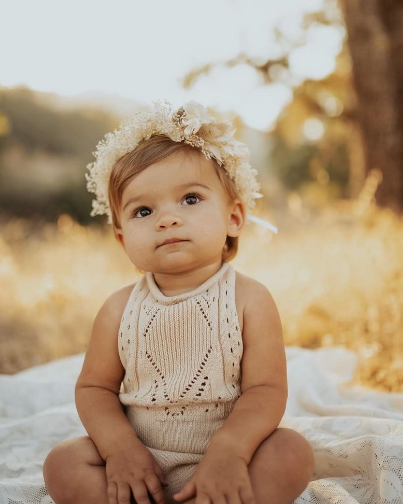 Drake Crochet Halter Romper - Vanilla Cream by Bailey's Blossoms