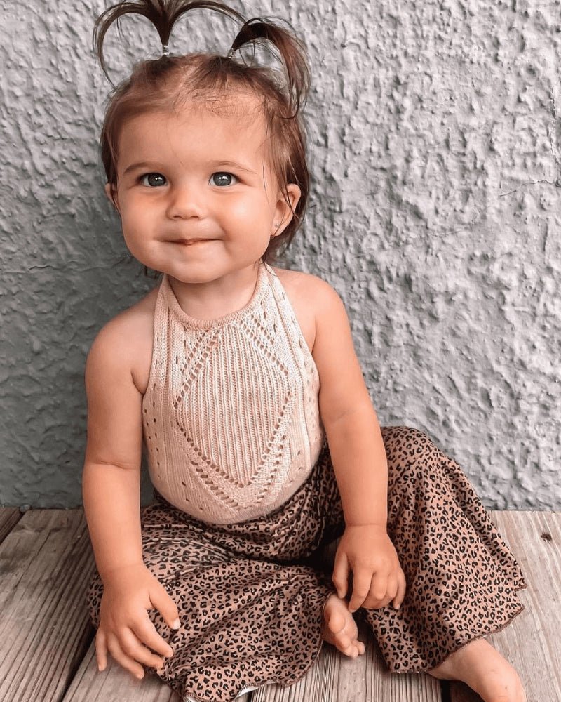 Drake Crochet Halter Romper - Vanilla Cream by Bailey's Blossoms