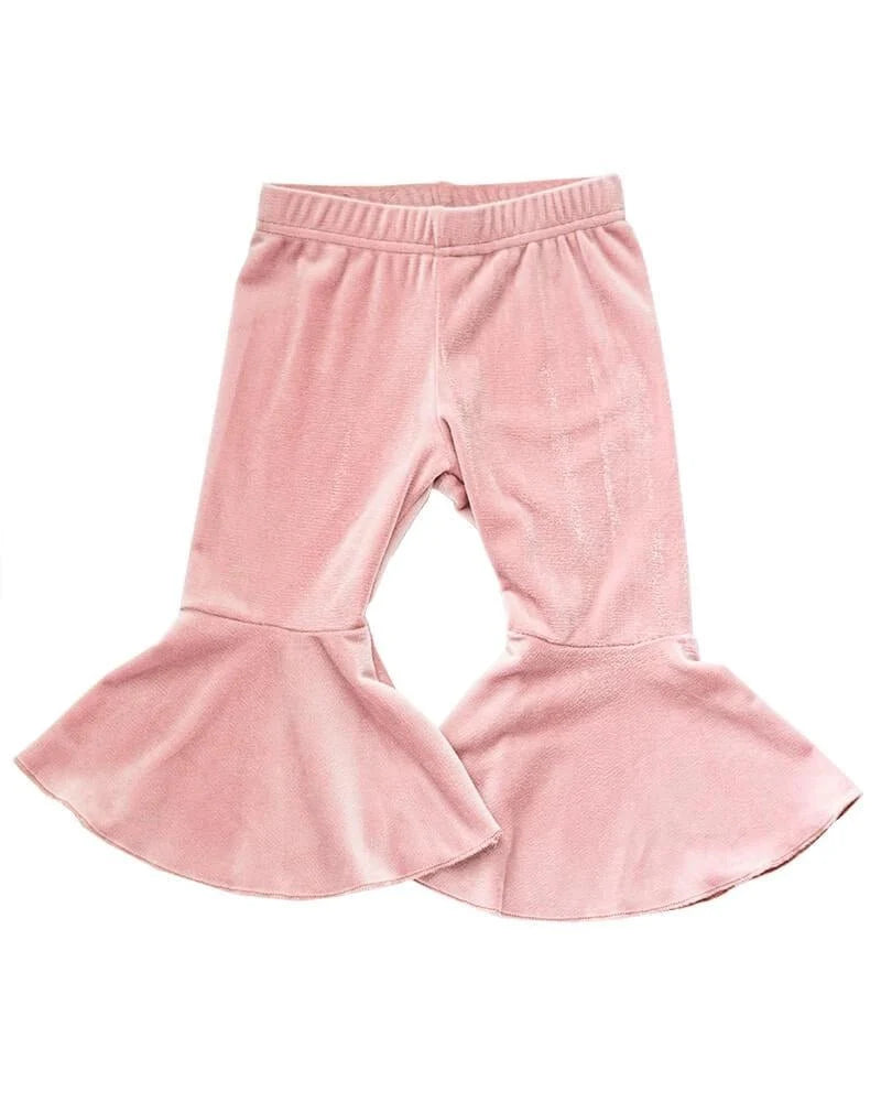 Lina Pleated Velour Bell Bottoms - Lollipop Pink by Bailey's Blossoms